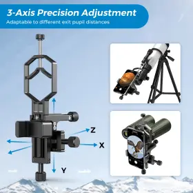 Apexel 602596837307 3- Xyz -axis Telescope Phone Adapter Mount For Binocular Monocular
