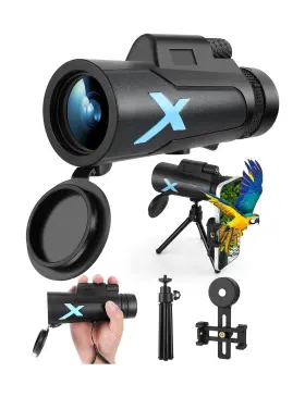 Hwy-01 Huazichok 12x50 High Power Hd Monocular Telescope With Phone Adapter And Tripod Waterpro