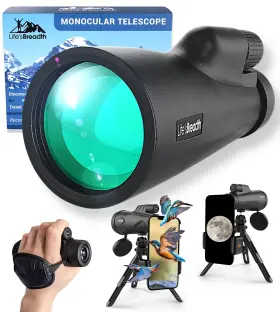 884620 Lifes Breadth 12x52 Monocular Telescope With Smartphone Adapter And Upgraded Tripod Hd Han
