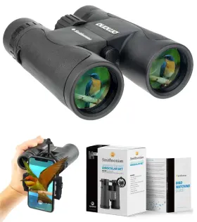Om-smth-bino1042 Omano Smithsonian Adult Birding Binoculars - 10x42 Phone Adapter Diopte... Fast Ship