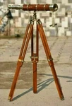 Us Navy Antique Handmade Brown Finished Working Telescope Wooden Tripod Stand. Price: $113.00.