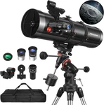 Meezaa 150EQ Newtonian Reflector Telescope With Mount, Tripod, Moon Filter, Bag. Price: $300.00.