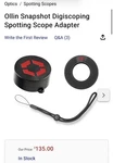 Ollin Digiscoping Snapshot Spotting Scope Adapter New. Price: $79.99.