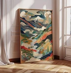 Fuji Print Japanese Mountain Landscape Poster Colourful Modern Art New. Price: $35.09.