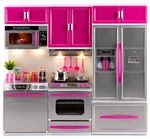 Modern Doll Kitchen Playset Refrigerator Stove Micro Full Deluxe New. Price: $38.14.